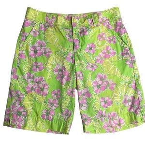 Lilly Pulitzer green seahorse floral print Bermuda shorts 4